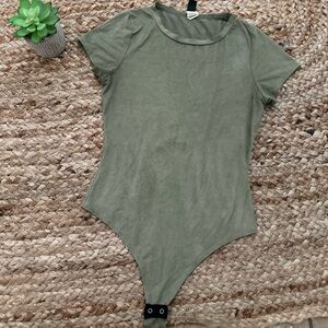 GREEN SUEDE BODYSUIT